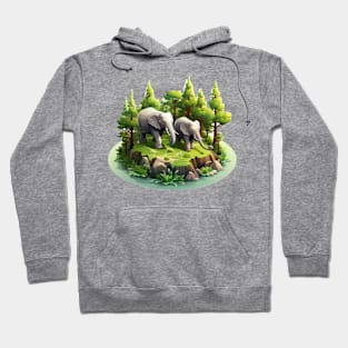 Elephants Graphic Illustration Hoodie